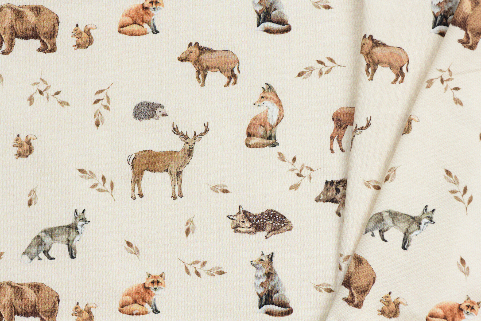 Jersey Katoen Digitale Print - Wilde Bosdieren