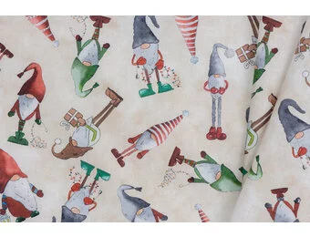 Katoen kerstkabouters beige