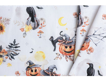 Katoen Poplin Halloween Spooky Midnight