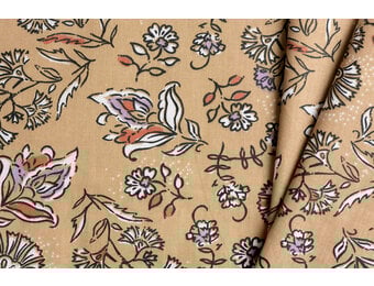 Katoen poplin semara Café au lait