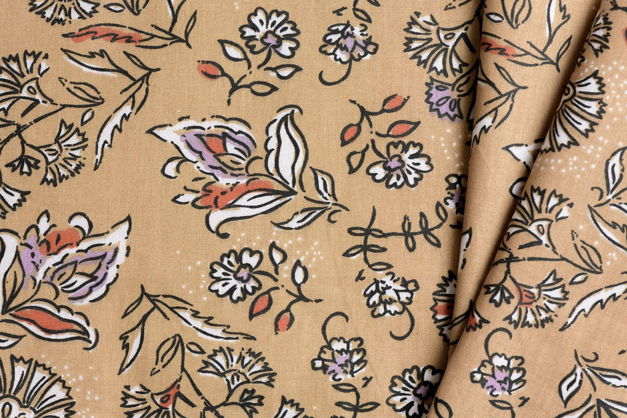 Katoen poplin semara Café au lait