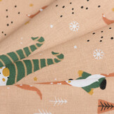 Katoen poplin kerstkabouters nude fauve