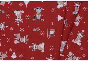 Katoen kerstrendieren rood