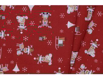 Katoen kerstrendieren rood