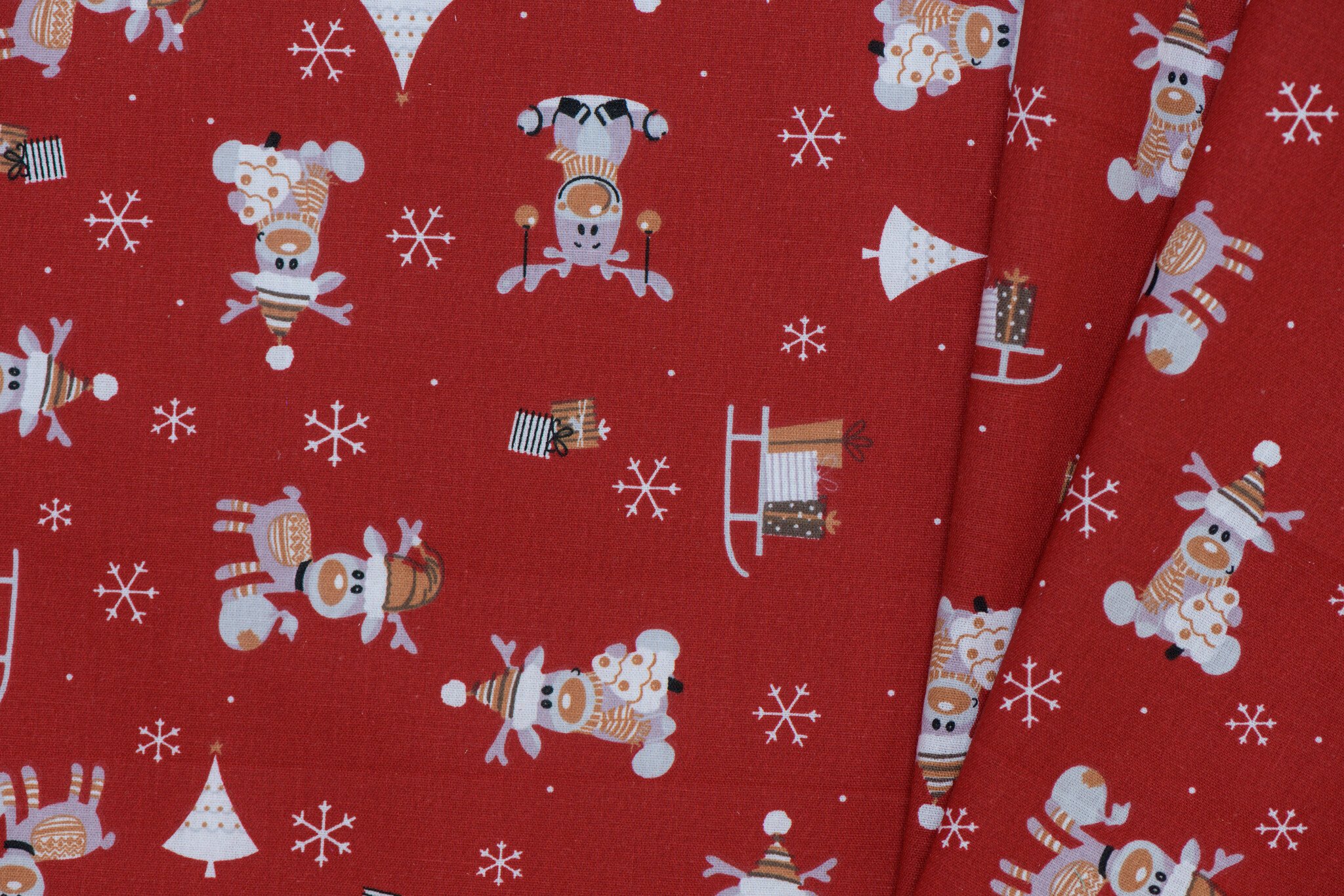 Katoen kerstrendieren rood