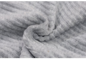 Brede Ribfluweel Jersey Stof Grijs Melange