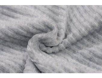 Brede Ribfluweel Jersey Stof Grijs Melange