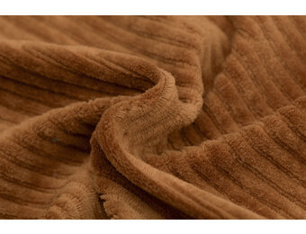 Brede Ribfluweel Jersey Stof Cognac