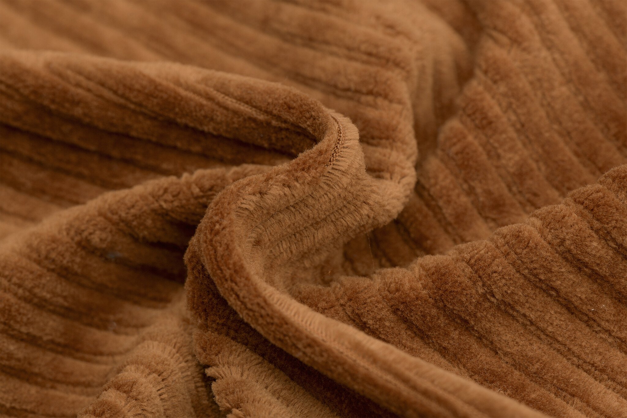 Brede Ribfluweel Jersey Stof Cognac – Zacht, Soepel & Rekbaar