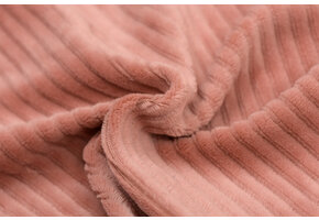 Brede Ribfluweel Jersey Stof Klei Roze