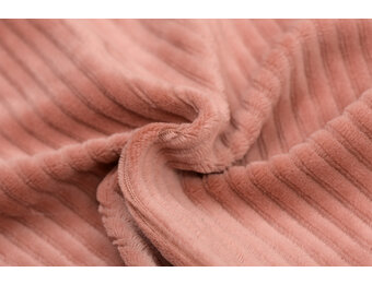 Brede Ribfluweel Jersey Stof Klei Roze