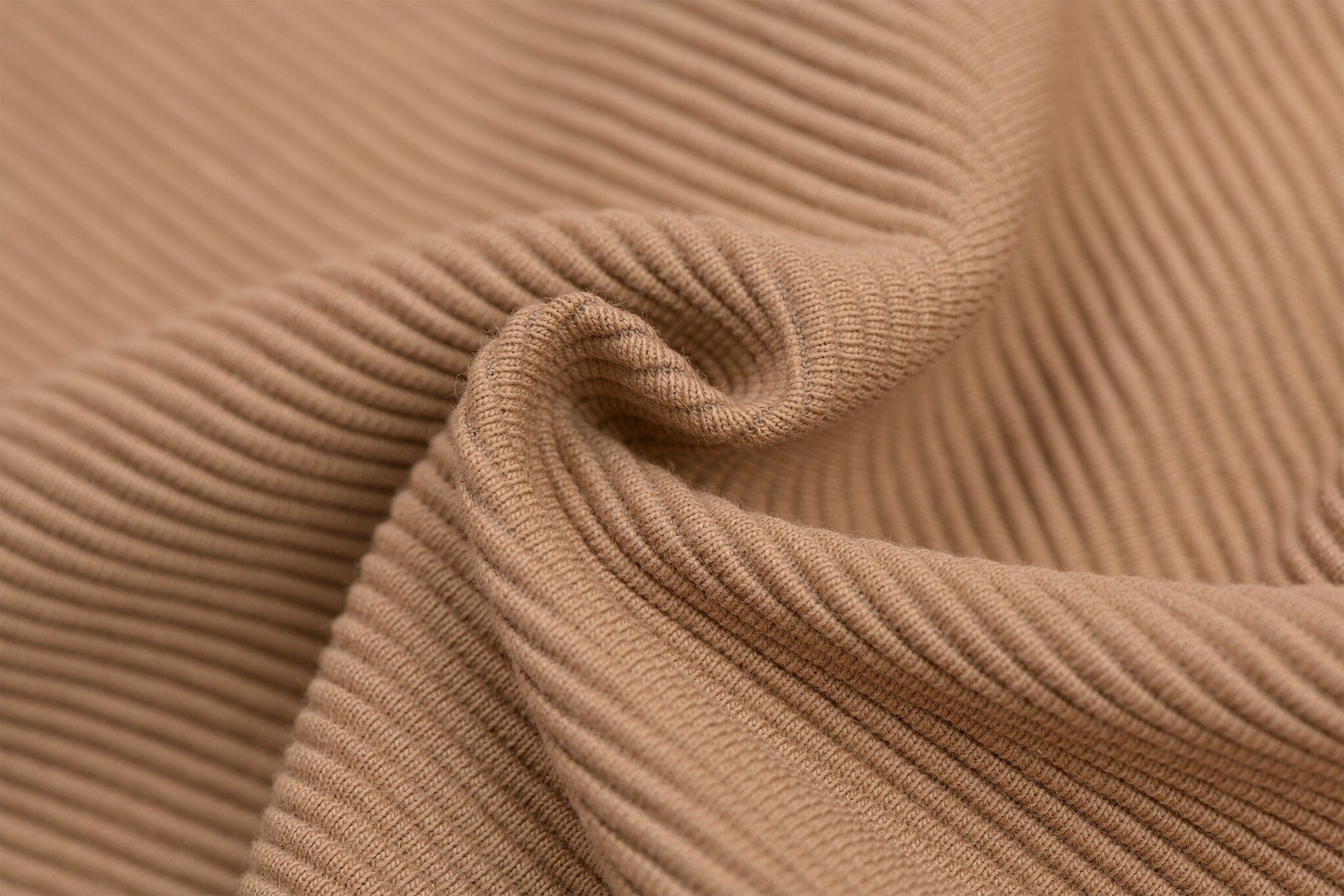 Ottoman Rib Jersey Stof Cacao Bruin