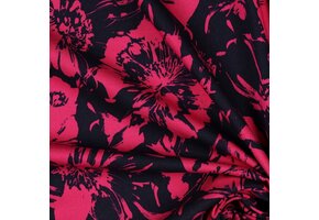 Jersey Rosella Stretch Big Flowers Navy