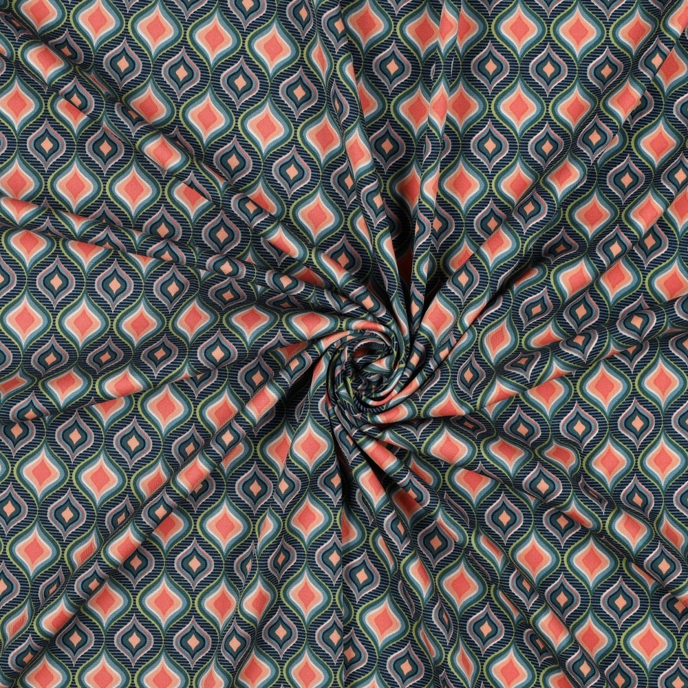 Jersey Rosella Stretch Retro Ocean Green
