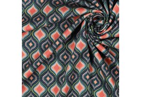 Jersey Rosella Stretch Retro Ocean Green