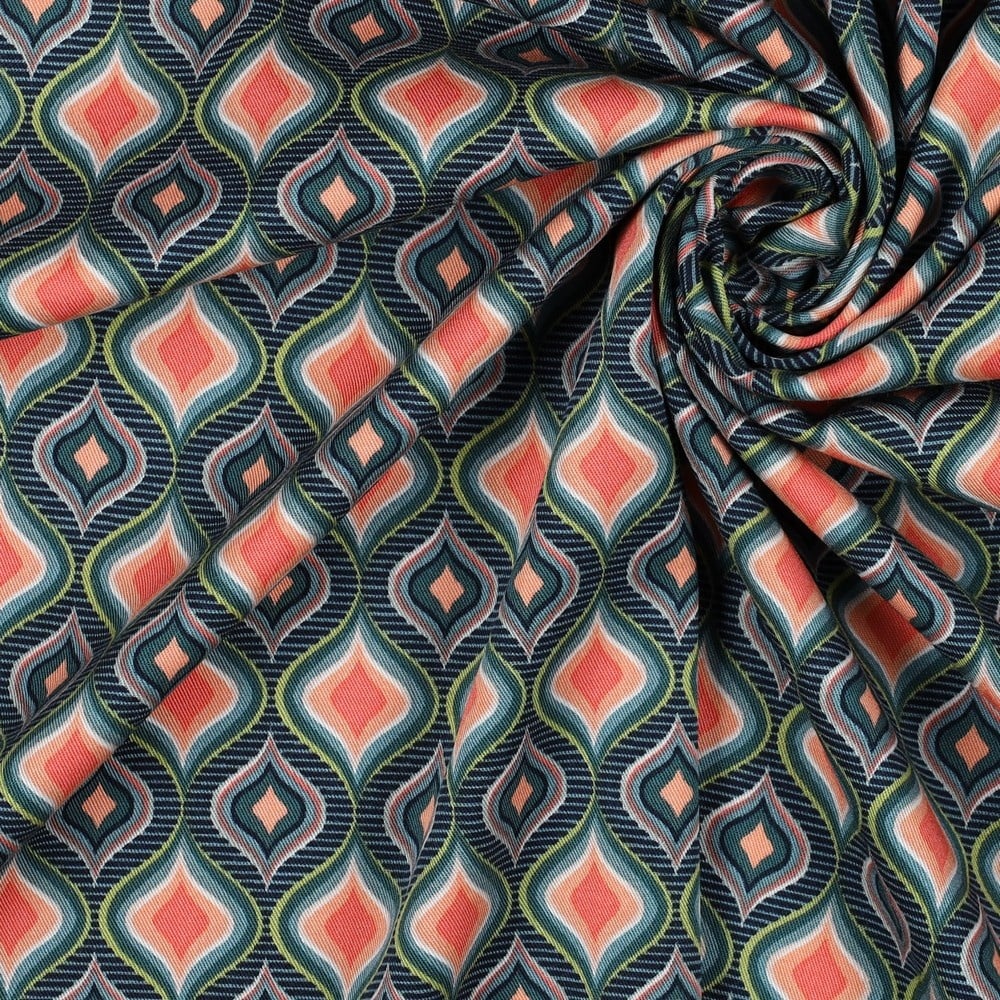 Jersey Rosella Stretch Retro Ocean Green