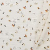 Hydrofiel Stof Egel en Bloemen Ecru