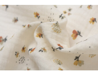 Hydrofiel Stof Egel en Bloemen Ecru