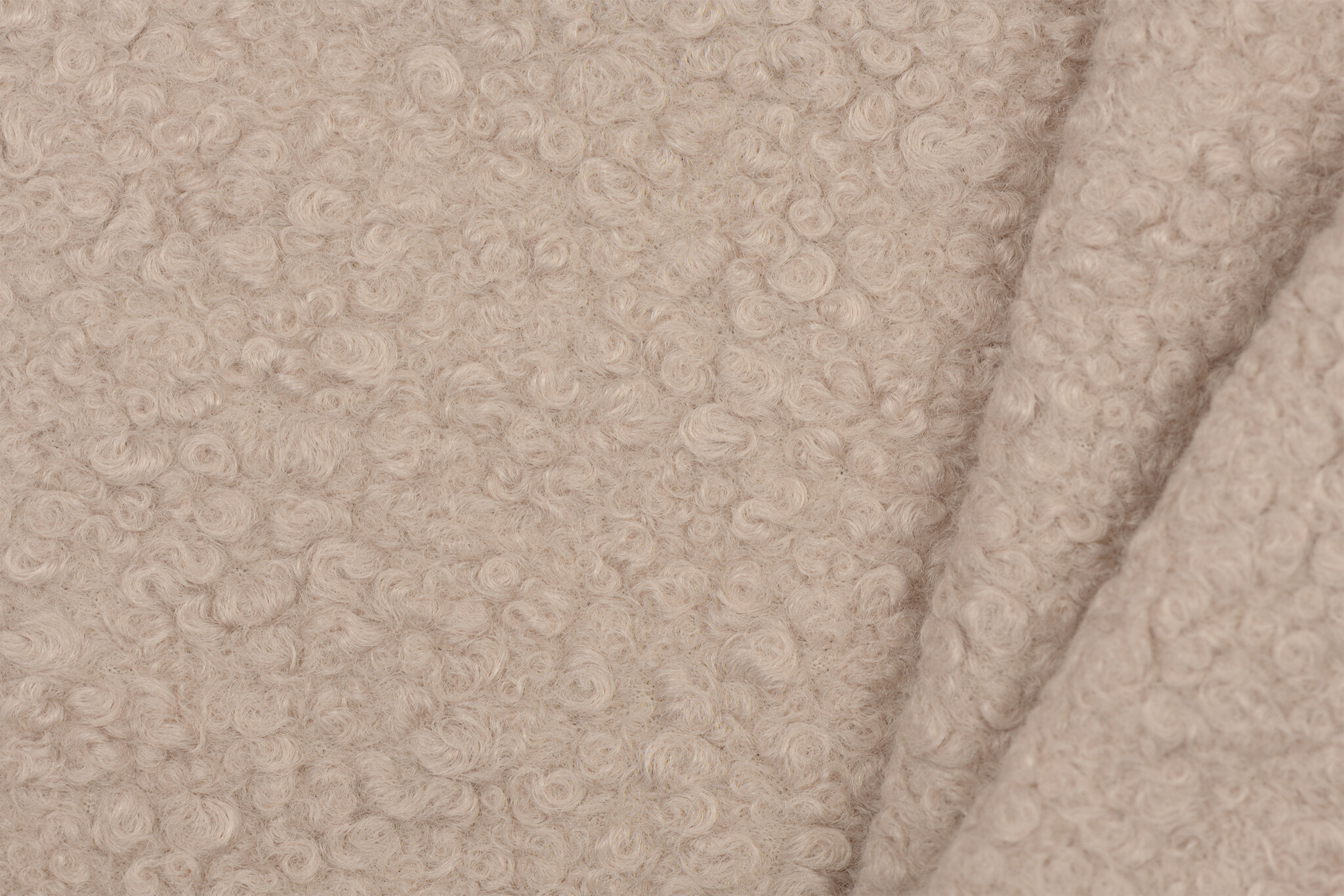 Boucle Stof Gekruld Licht Beige
