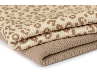 Rib Jersey Stof - Luipaardprint Beige