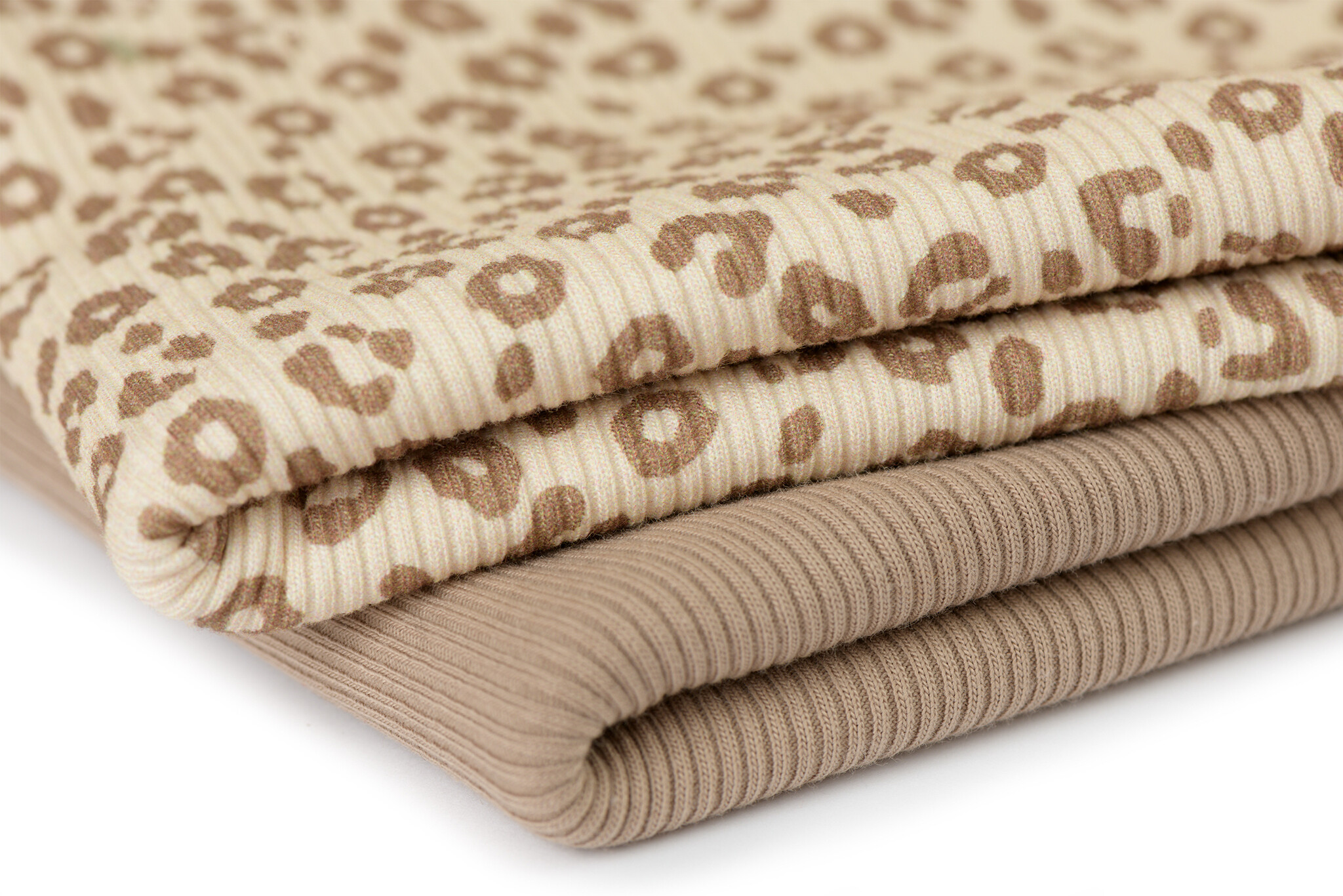Rib Jersey Stof - Luipaardprint Beige