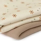 Rib Jersey Stof - Sterbloem Naturel