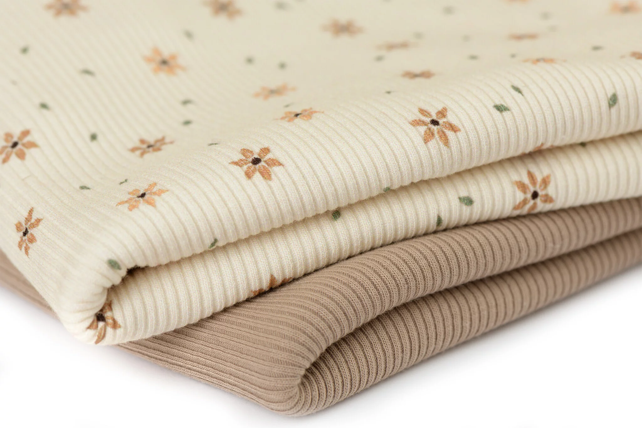 Rib Jersey Stof - Sterbloem Naturel