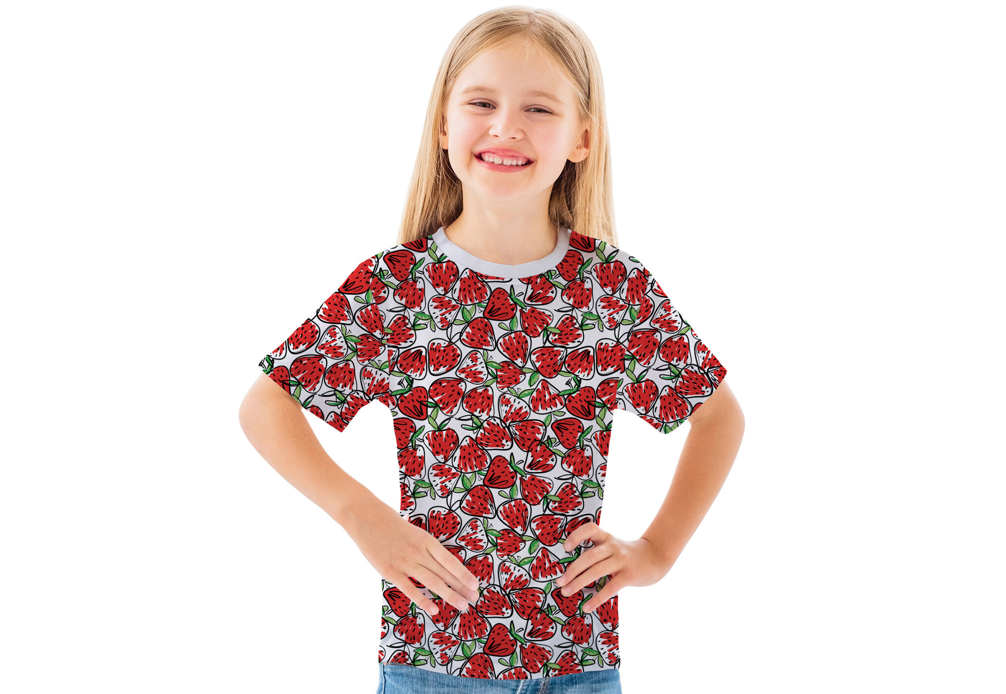 Katoenen Jersey Aardbeien