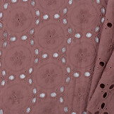 Katoen Voile Stof Geborduurd met Bloemen Oud Mauve