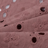 Katoen Voile Stof Geborduurd met Bloemen Oud Mauve