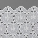 Katoen Voile Stof Geborduurd met Bloemen Ecru