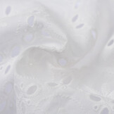 Katoen Voile Stof Geborduurd met Bloemen Ecru