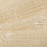 Hydrofiel Stof Geborduurd met Bloemen Licht Beige