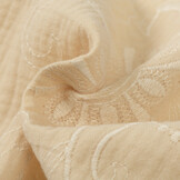 Hydrofiel Stof Geborduurd met Bloemen Licht Beige