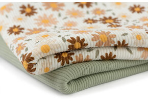 Rib Jersey Stof -  Zonnebloem Ecru