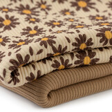 Rib Jersey Stof -  Zonnebloem Beige