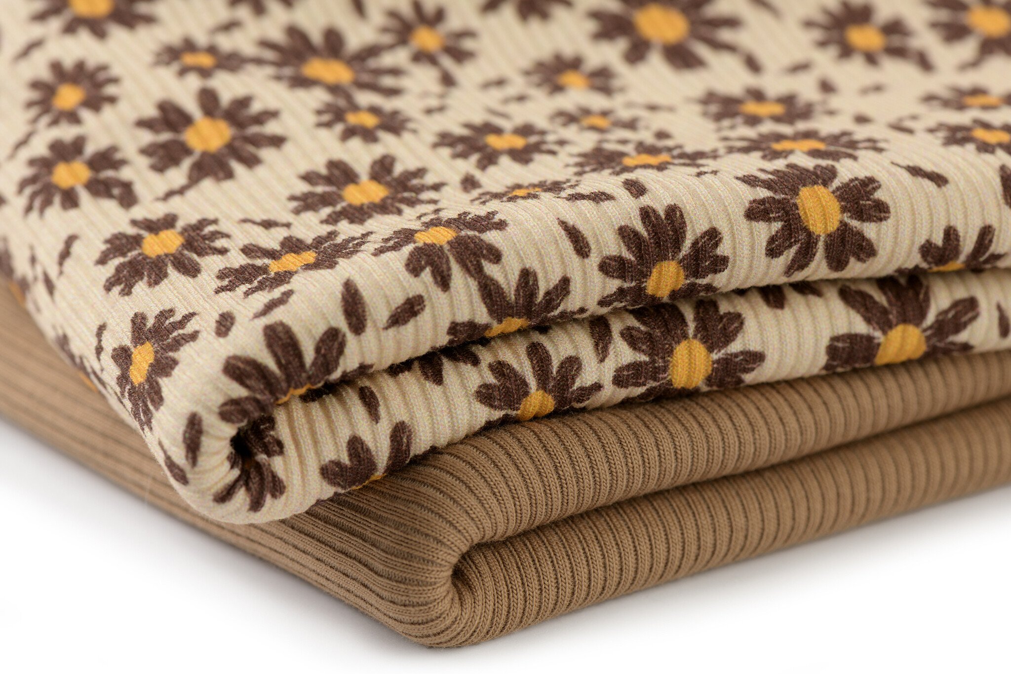Rib Jersey Stof -  Zonnebloem Beige