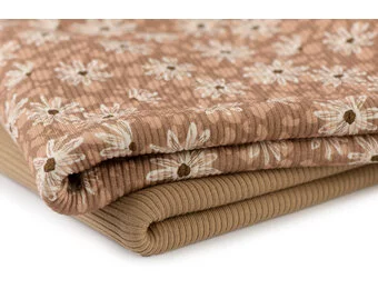 Rib Jersey Stof - Bloemen Luipaard