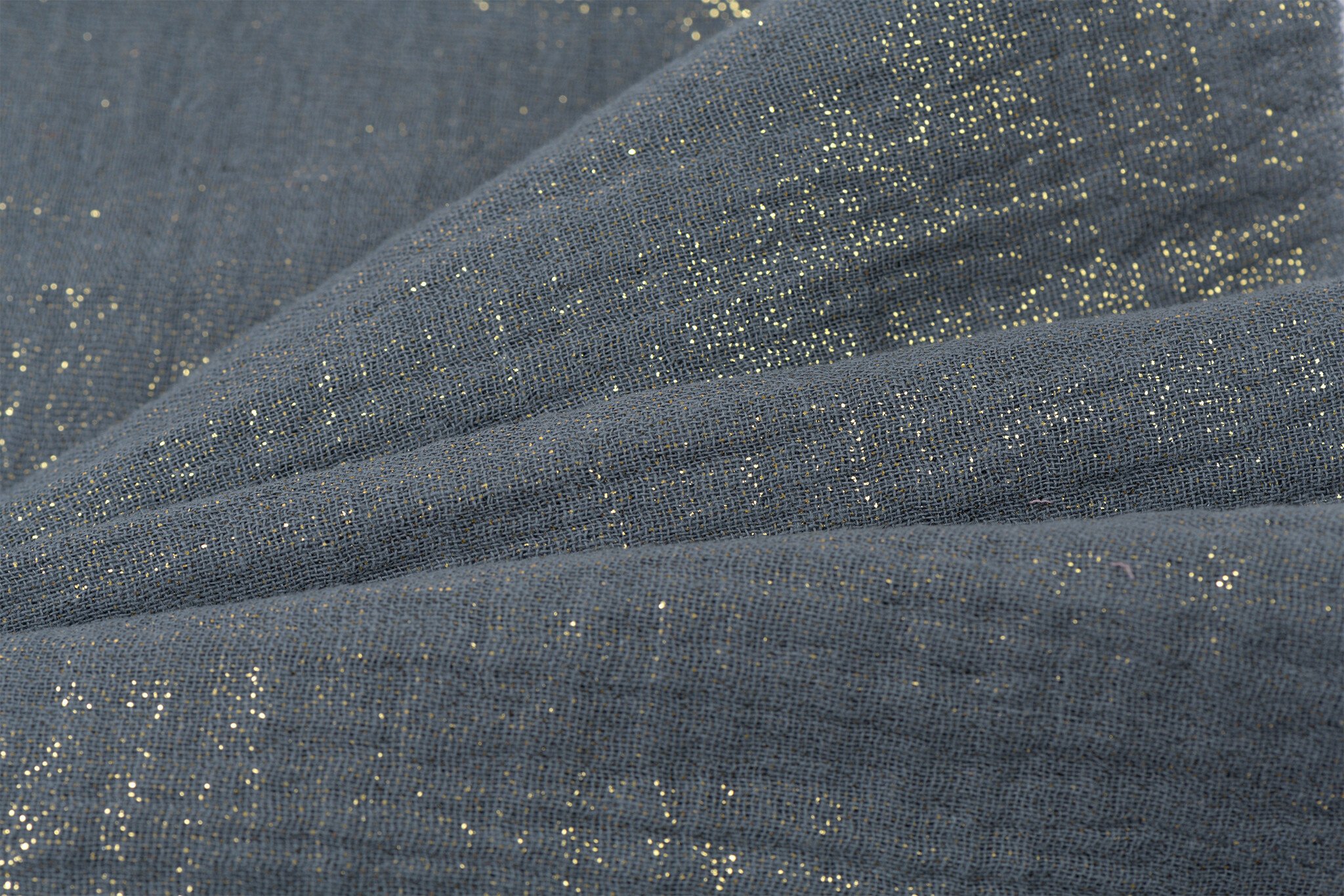 Double gauze katoen glitter oud jeans