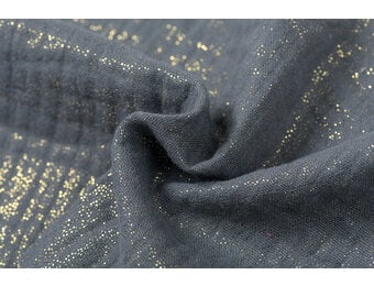 Double gauze katoen glitter oud jeans