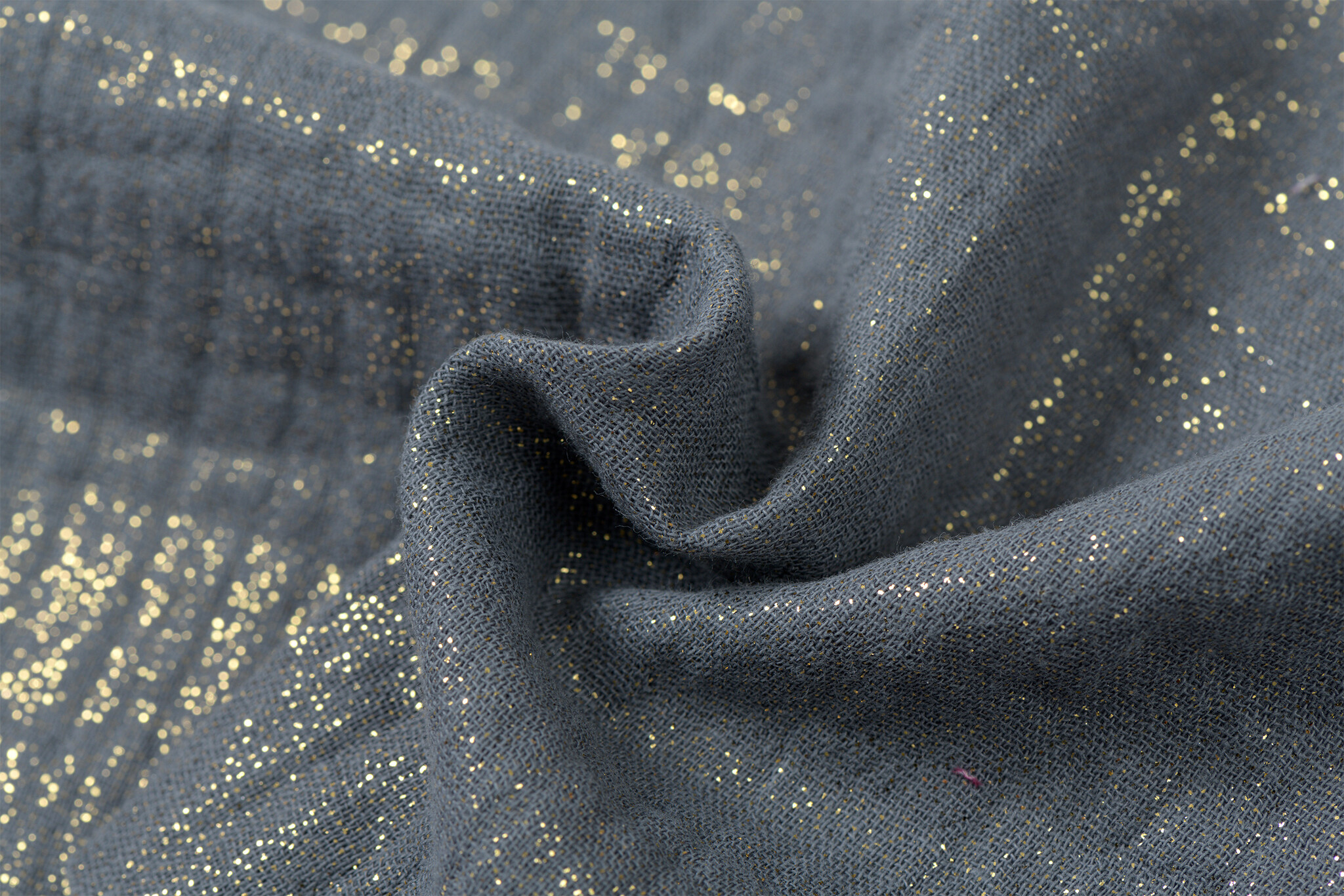 Double gauze katoen glitter oud jeans