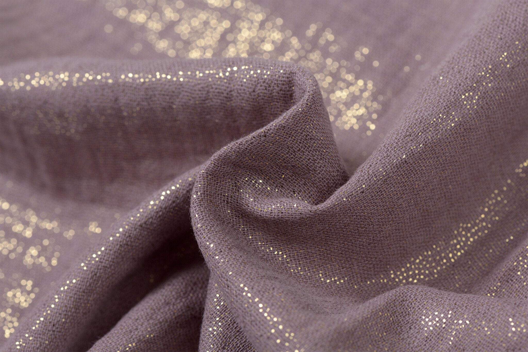 Double gauze katoen glitter vintage lila