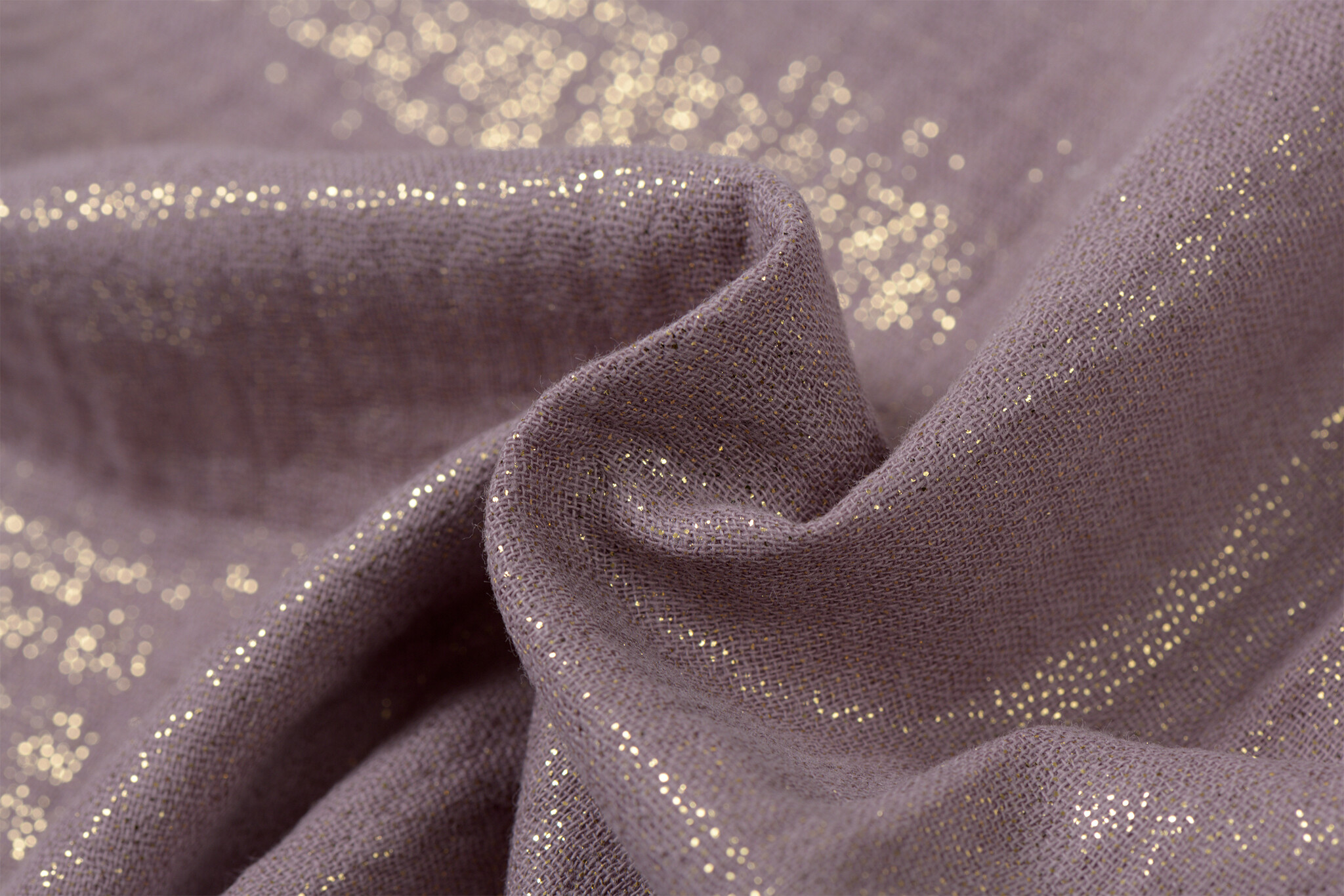 Double gauze katoen glitter vintage lila