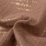 Double gauze katoen glitter cognac