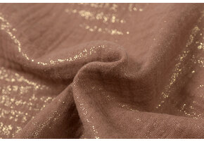 Double gauze katoen glitter cognac
