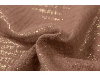Double gauze katoen glitter cognac