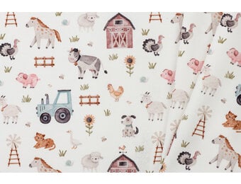 Jersey Katoen Digitale Print - Boerenleven