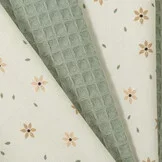 Poplin Katoen Digitale Print - Sterbloem Naturel