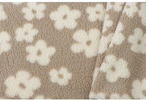 Bloemen Teddy Stof Donker Beige