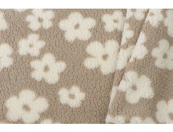 Bloemen Teddy Stof Donker Beige